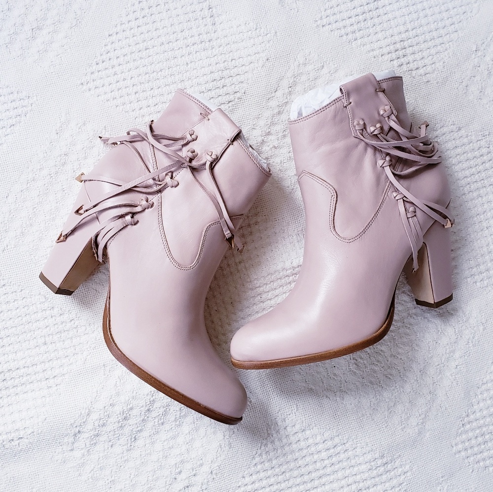 💥KATE BOSWORTH Emma Faws Pink leather ankle boots